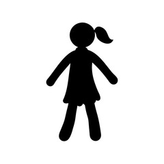 Silhouette of a girl child stick figure vector art illustration simple drawing design graphic image