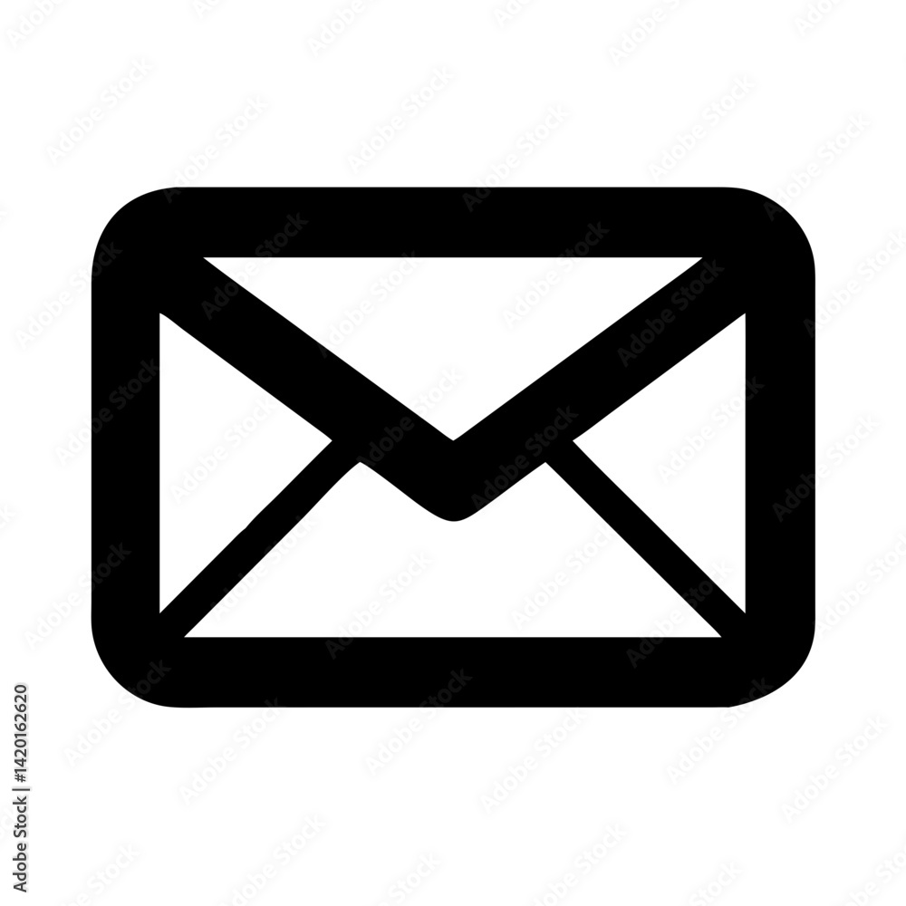 Poster email icon vector graphic for contact us page and newsletter signup form in black color design
