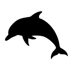 Dolphin silhouette vector graphic for ocean animal illustration and marine life design projects use free