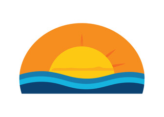 Sunrise Over Horizon Vector Illustration Warm Colors and Peaceful Morning Sky Landscape Scene