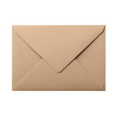 Plain beige envelope on transparent background with a closed flap, simple packaging design for mailing or mailing inserts for letters and documents