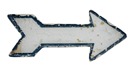 Vintage weathered arrow sign direction pointer symbol right wayfinding aged distressed retro design