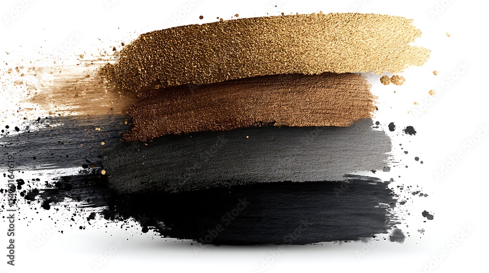 Poster golden bronze and charcoal strokes artistic expression decorative palette color scheme design backgr