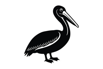 pelican bird silhouette vector illustration on white background