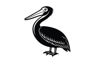 pelican bird silhouette vector illustration on white background