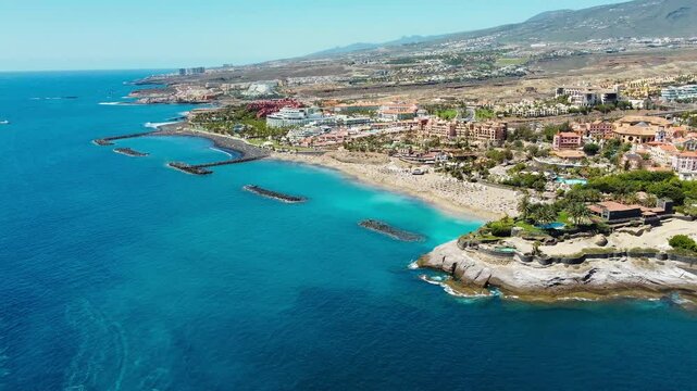 El Duque beach and coastline in Tenerife. Adeje coast Canary island, Spain
