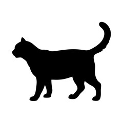 Black cat silhouette vector illustration domestic animal feline pet kitten mammal design graphic art