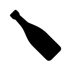 Black silhouette of a wine bottle alcohol drink beverage glass container party celebration design vector