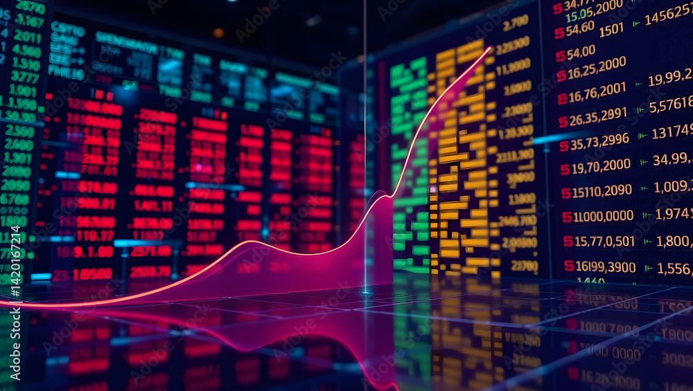 Poster futuristic stock market data visualization abstract growth chart