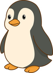 Adorable Cartoon Penguin Illustration Perfect for Kids' Books, Designs	