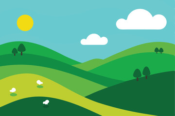 Obraz premium landscape with green hills and blue sky