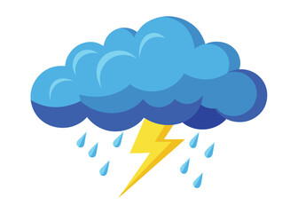 Thunderstorm Clouds in the Sky Vector Illustration Dark Clouds with Lightning and Stormy Weather
