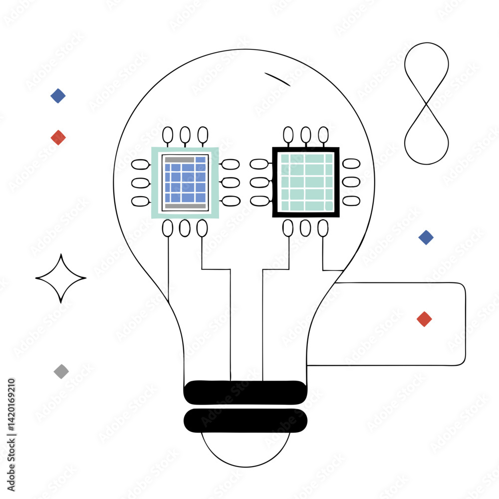 Poster a brilliant idea sparks innovative solutions, merging data processing and creative thinking within a
