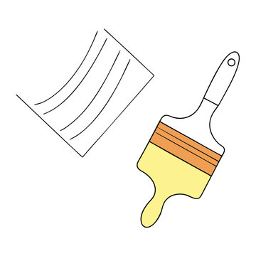 paint brush and paper, simple outline clip art preview