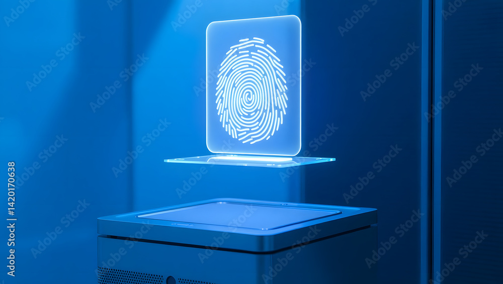Poster mesmerizing holographic fingerprint scan futuristic biometric security