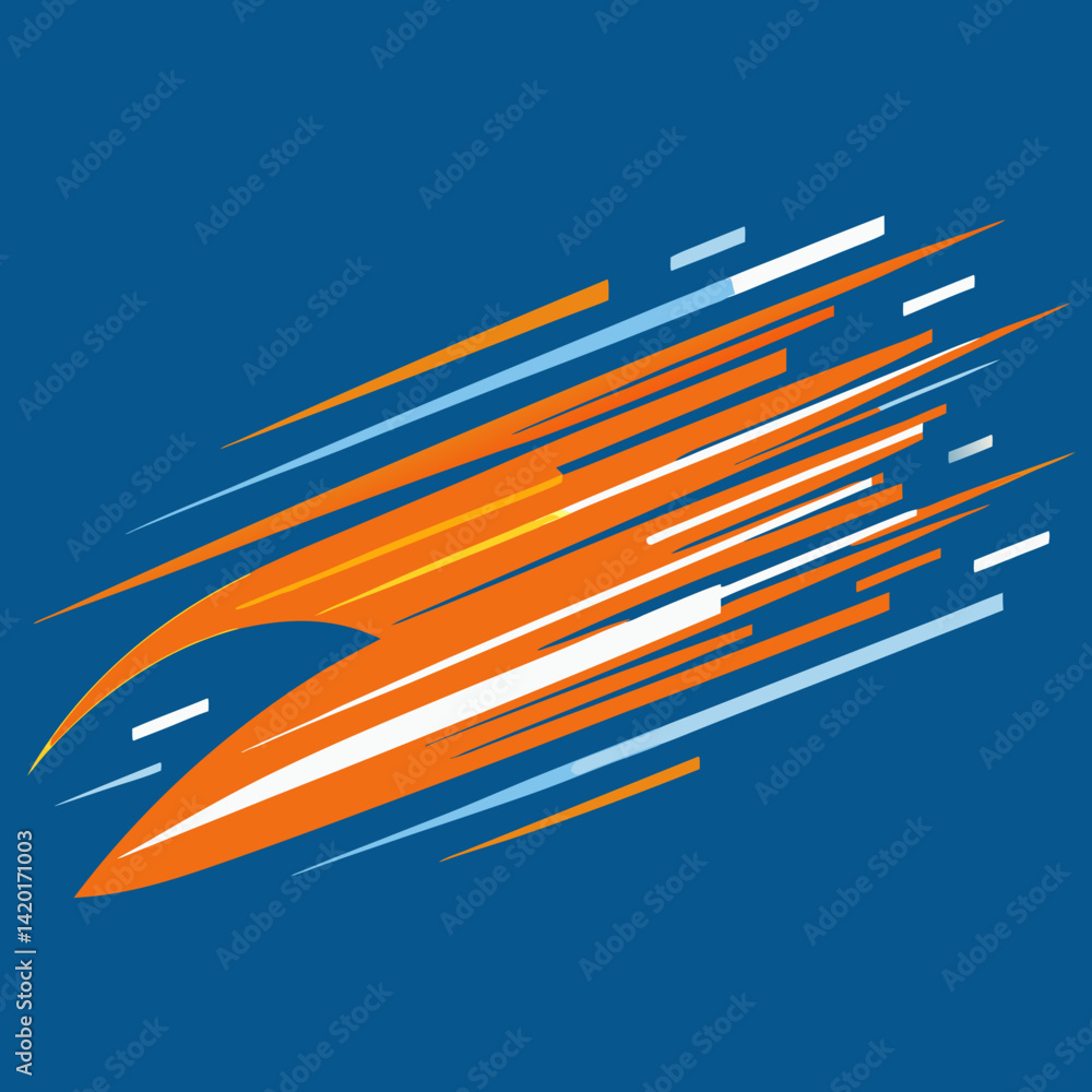 Aufkleber a vibrant orange comet streaks across a deep blue sky leaving a trail of dynamic energy and speed wi