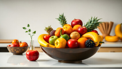 Abundant Fruit Bowl A Vibrant Still Life of Fresh Produce