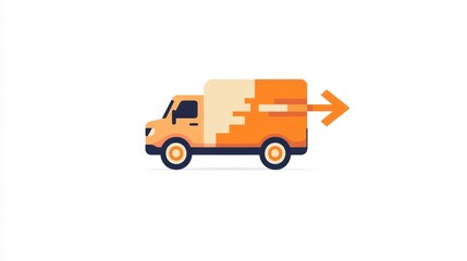 Fototapeta premium Delivery truck speeds to destination. Concept for fast shipping, logistics, or moving services