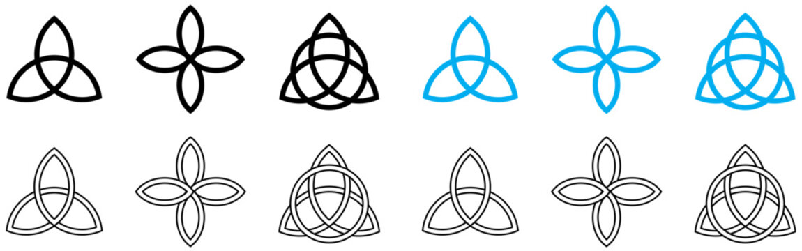 Triquetra symbol set of celtic trinity knot vector icon