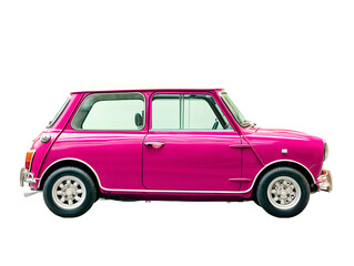 Pink Classic Mini Cooper Car Isolated on Transparent Background