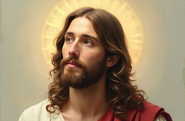 Portrait Painting of Jesus Christ with Spiritual Expression – Religious Christian Artwork on Canvas