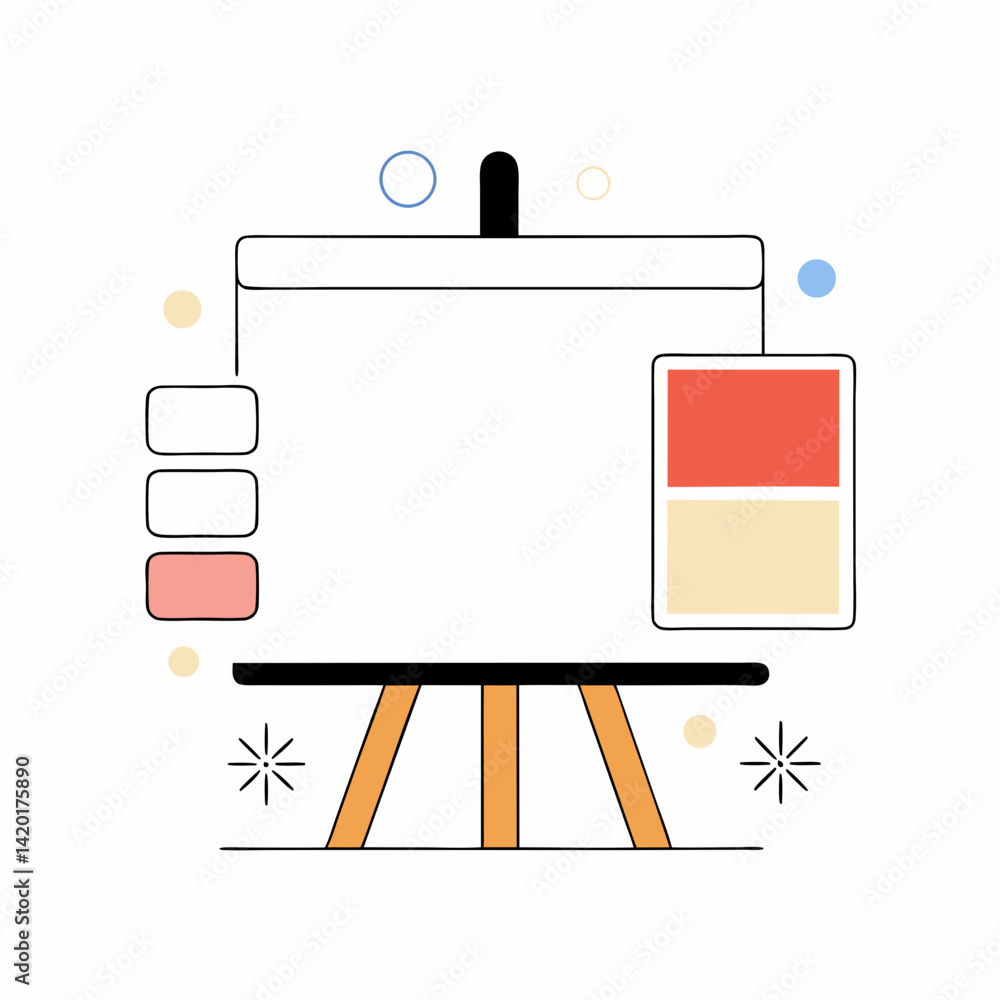 Poster a minimalist presentation board displaying design elements, showcasing a fresh and creative approach