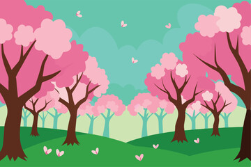 spring tree with pink flowers