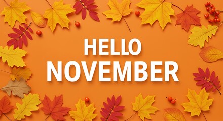 Autumn Leaves and Hello November Message