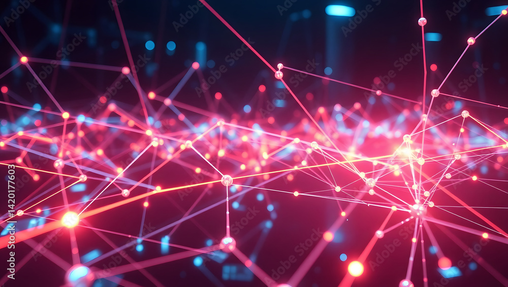 Poster futuristic digital finance ai-powered network and data visualization
