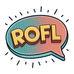 Modern Flat Style Speech Bubble with 'ROFL' in Chat A Fun and Expressive Emblem of Laughter and Amusement