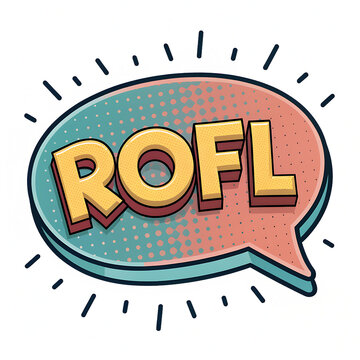 Modern Flat Style Speech Bubble with 'ROFL' in Chat A Fun and Expressive Emblem of Laughter and Amusement