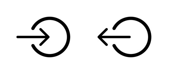 Login and logout icons. Set of sign out, Sign in vector icon. Open and close door symbol. Black exit and enter arrow, vector icon in trendy flat style
