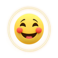 Fototapeta premium Peaceful Smiling Face Emoji with Animated Glowing Effect A Serene and Uplifting Symbol of Joy and Positivity