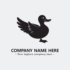 Duck illustration black and white for logo company vector image
