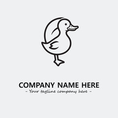 Duck illustration black and white for logo company vector image
