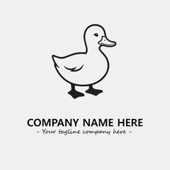 Duck illustration black and white for logo company vector image
