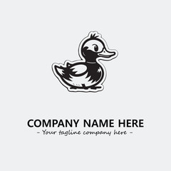 Duck illustration black and white for logo company vector image
