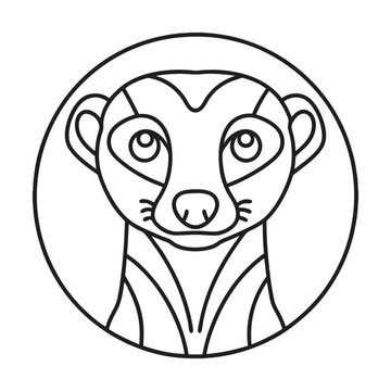 recommend clip art: Minimalist meerkat portrait illustration black and white line art graphic design wildlife animal theme creative mascot logo design