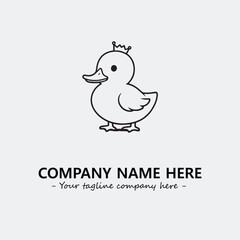 Duck illustration black and white for logo company vector image
