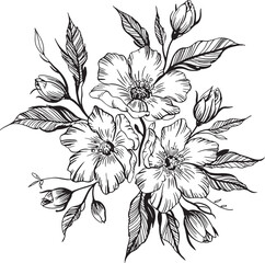 black and white flower isolated