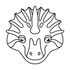 Cute triceratops dinosaur face outline simple drawing for kids coloring book printable activity and educational resources © Avijit