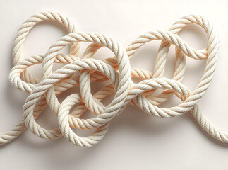  Intricate Arrangement of Cream-Colored Twisted Rope on a Light Background