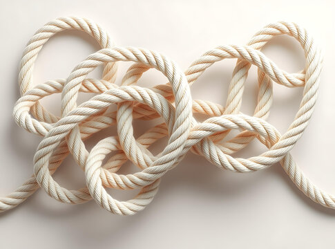  Intricate Arrangement of Cream-Colored Twisted Rope on a Light Background