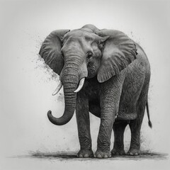 "An artistic pencil sketch of an elephant on a plain white background"