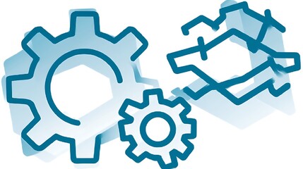 Obraz premium Interlocking Gears Collaboration and Dynamic Innovation Strategy Presentation Icon Illustration.