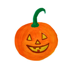 Hand painted Halloween jack o' lantern or pumpkin. 