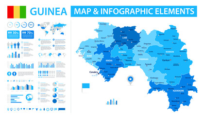 Fototapeta premium Guinea Infographic Map with Data Visualization Elements - Vector Map of Guinea