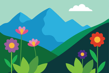 Fototapeta premium summer landscape with flowers