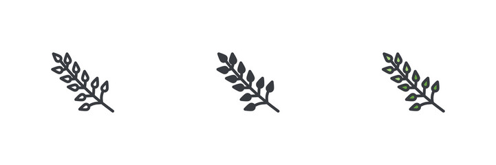 Willow twig different style icon set