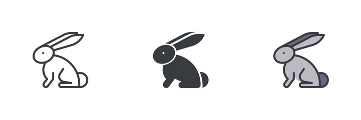 Easter Bunny different style icon set